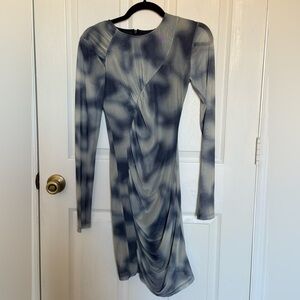 Zara Blue and Gray Long Sleeve Dress